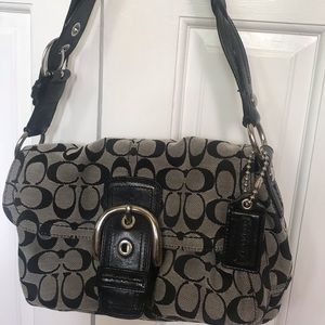 Coach black monogram Canvas and leather bag